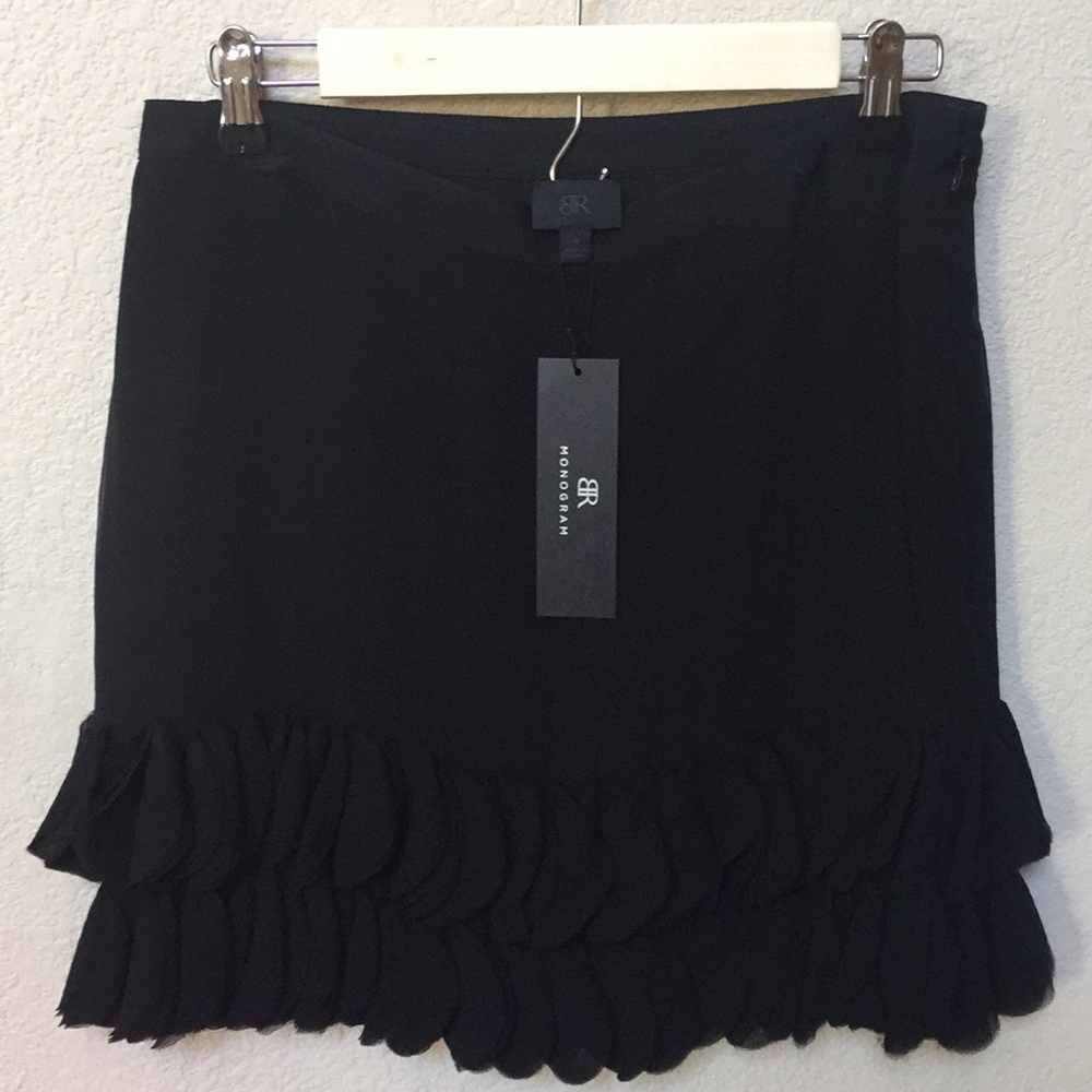 Banana Republic Monogram Black Ruffle Trim Skirt